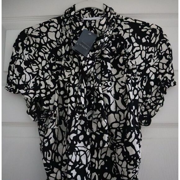 Les Hommes Femme Women's Sz 46 White/Black Abito Lungo Incanto Silk Dress $1077 - Picture 3 of 11